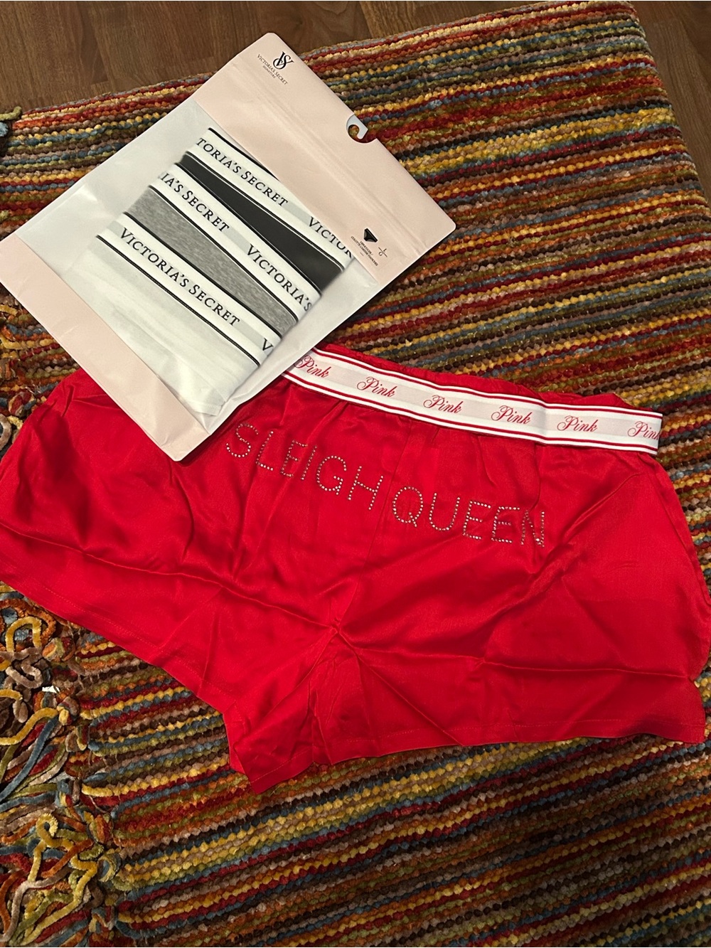 Victoria's Secret Sleigh Queen pajama shorts with cotton hip hugger panty pack L
